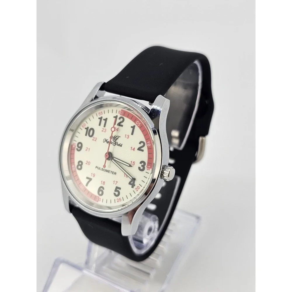 Unisex Field Analog Watch 38MM‎ Cream Dial Black Plastic Bands New Battery